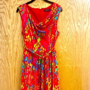 Ellen Tracy Multi-Colored Dress w/Belt Size 16